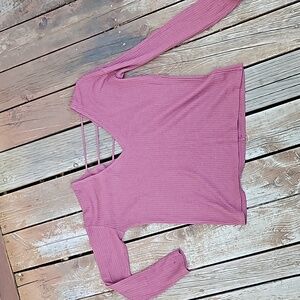 Women's Long Sleeve Pink Waffle Shirt